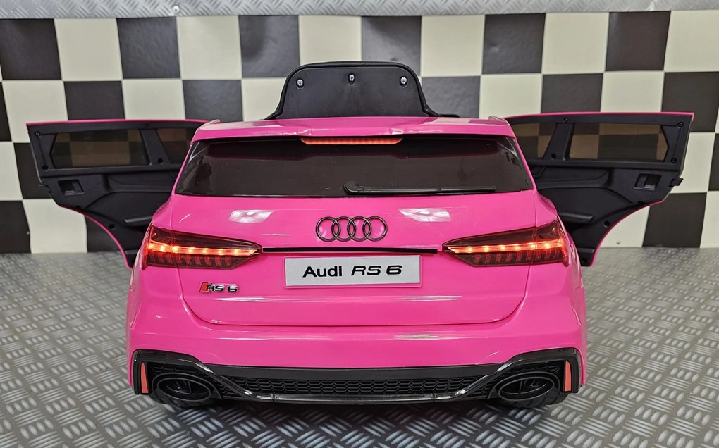 Carro elétrico para Crianças Audi RS6 12V Pneus Borracha EVA e Assento de couro Rosa