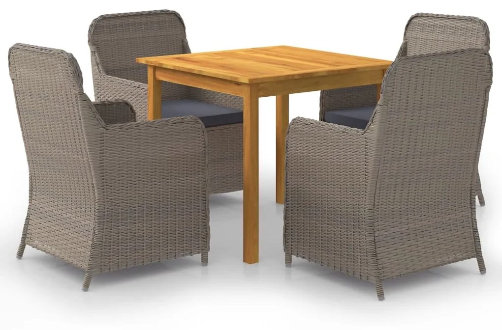 vidaXL 5 pcs conjunto de jantar para jardim castanho