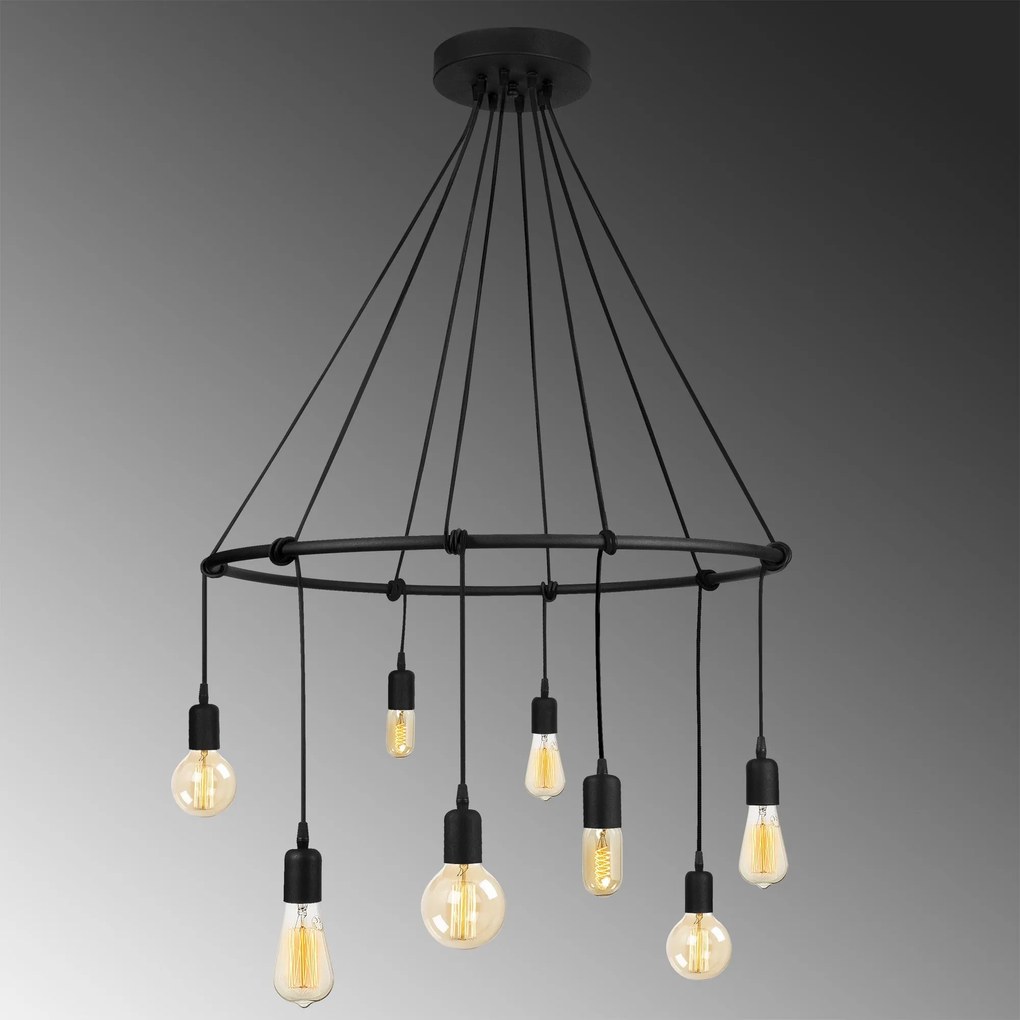 Candeeiro Salkim – Preto – Diâmetro 80 cm, Altura Ajustável até 180 cm