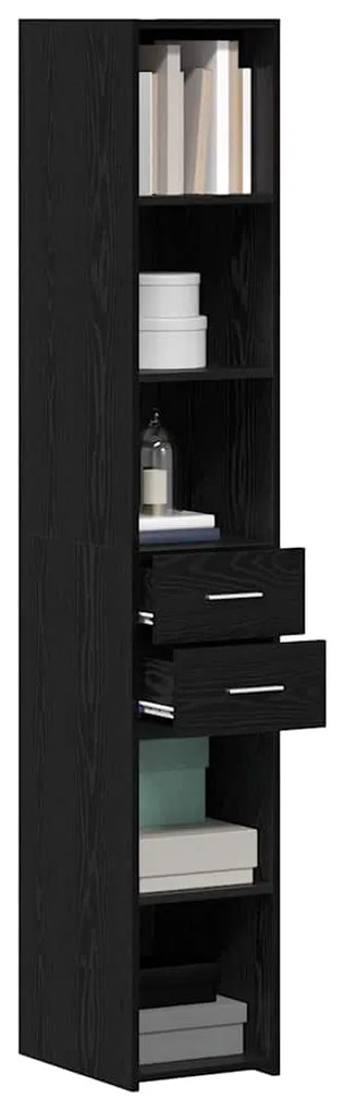 Highboard Preto Carvalho 30x42,5x185 cm Madeira de engenharia