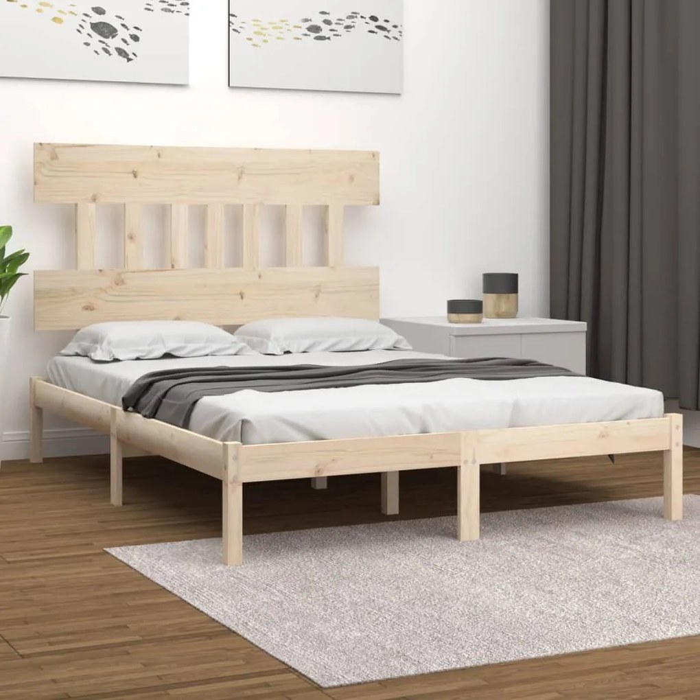 Estrutura de cama dupla pequena 4FT 120x190 cm madeira maciça