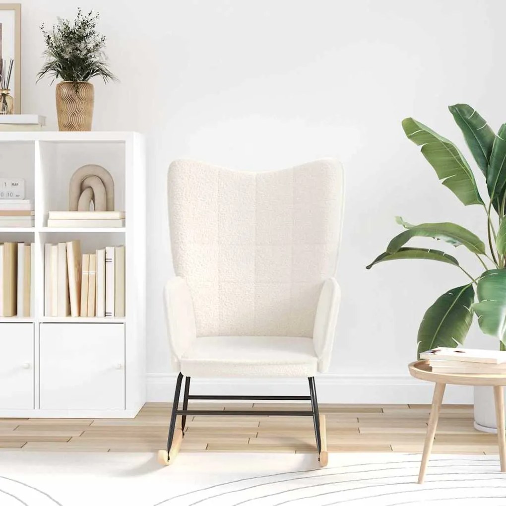 Cadeira Relaxante vidaXL Creme em Tecido Laço de Lã