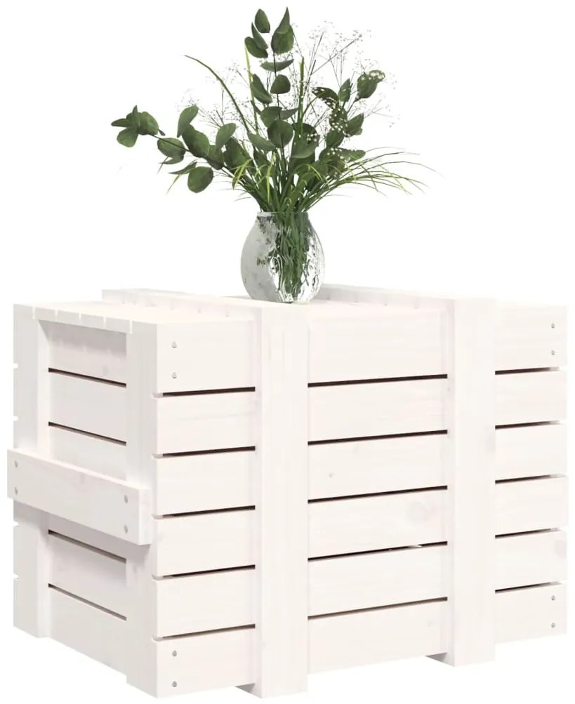 Caixa de arrumação 58x40,5x42 madeira de pinho maciça branco