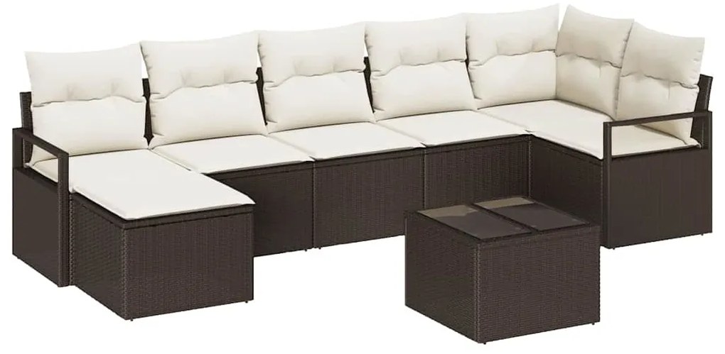 Conjunto de Sofá de Jardim 7 Peças com Almofadas Cinza de Rattan em Po