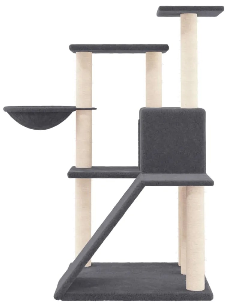 Árvore p/ gatos c/ postes arranhadores sisal 94 cm cinza-escuro