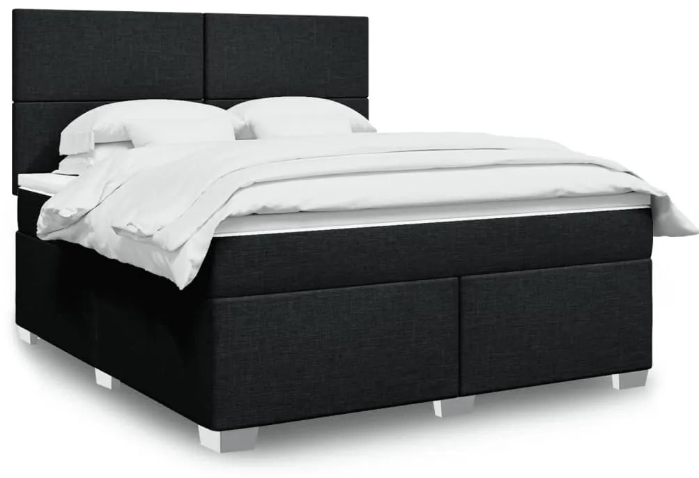 vidaXL Cama com molas/colchão 180x200 cm tecido preto