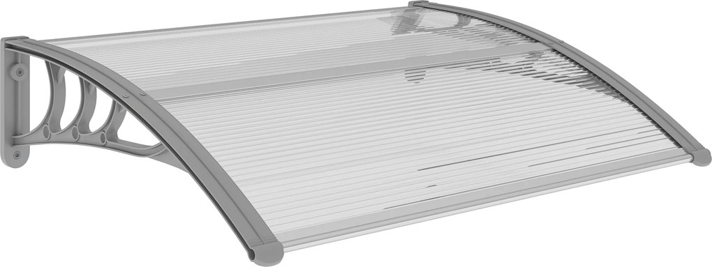 Outsunny Marquise para Portas e Janelas 100x75 cm Toldo de Proteção contra Sol e Chuva com Cobertura de Policarbonato e Barra de Alumínio Transparente | Aosom Portugal
