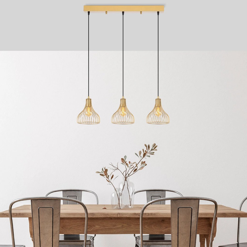 Chandelier Telyildo – Dourado Brilhante – 70 x 20 x 117 cm