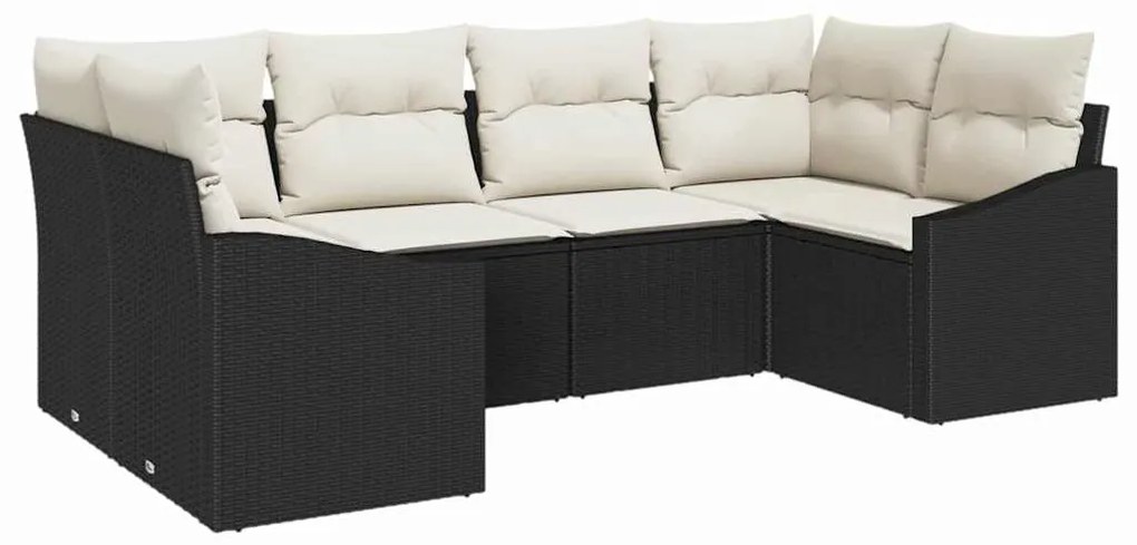 Conjunto de Sofá de Jardim com Almofadas Preto Rattan Sintético
