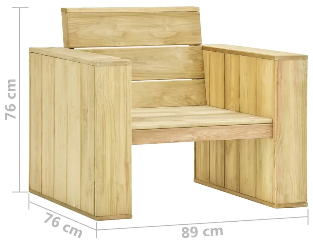3 pcs conjunto lounge de jardim com almofadões pinho impregnado