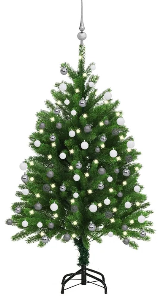 vidaXL Árvore Natal artificial pré-iluminada c/ bolas 120 cm verde