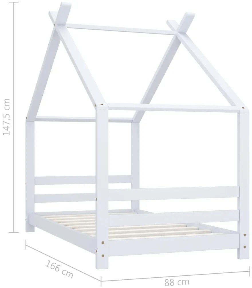 Estrutura de cama para crianças 80x160 cm pinho maciço branco