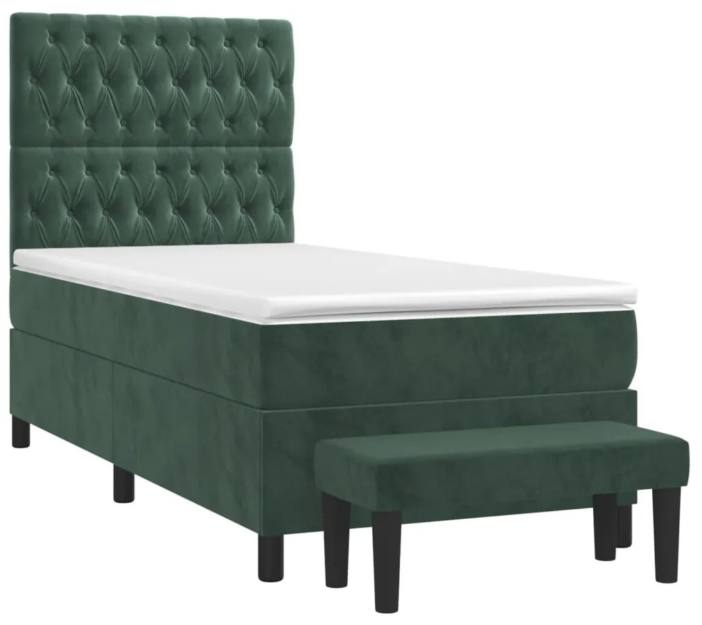 Cama com molas/colchão 80x200 cm veludo verde-escuro