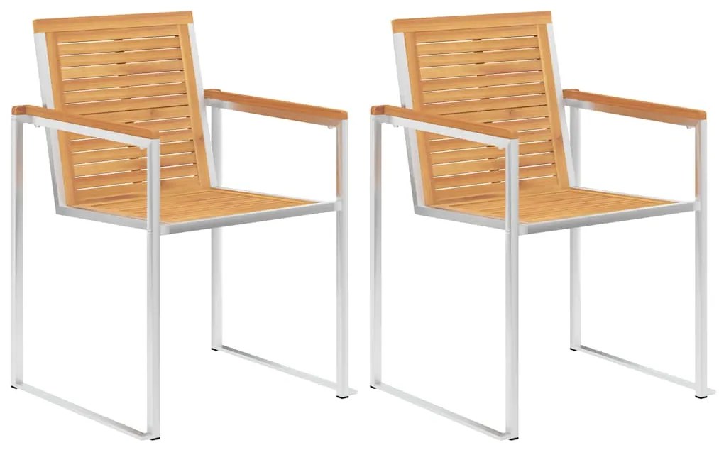 Cadeiras de jardim com almofadões 2 pcs teca maciça e aço