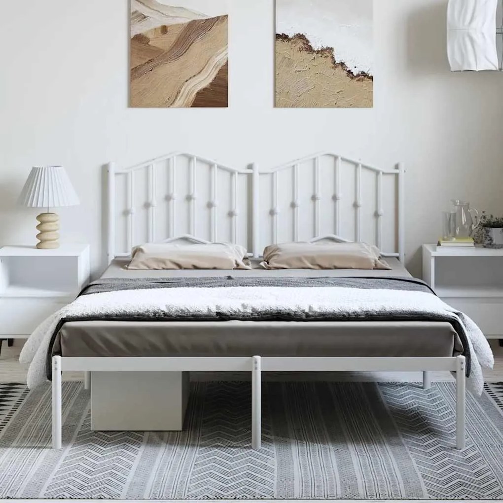 Estrutura de cama com cabeceira 150x200 cm metal branco