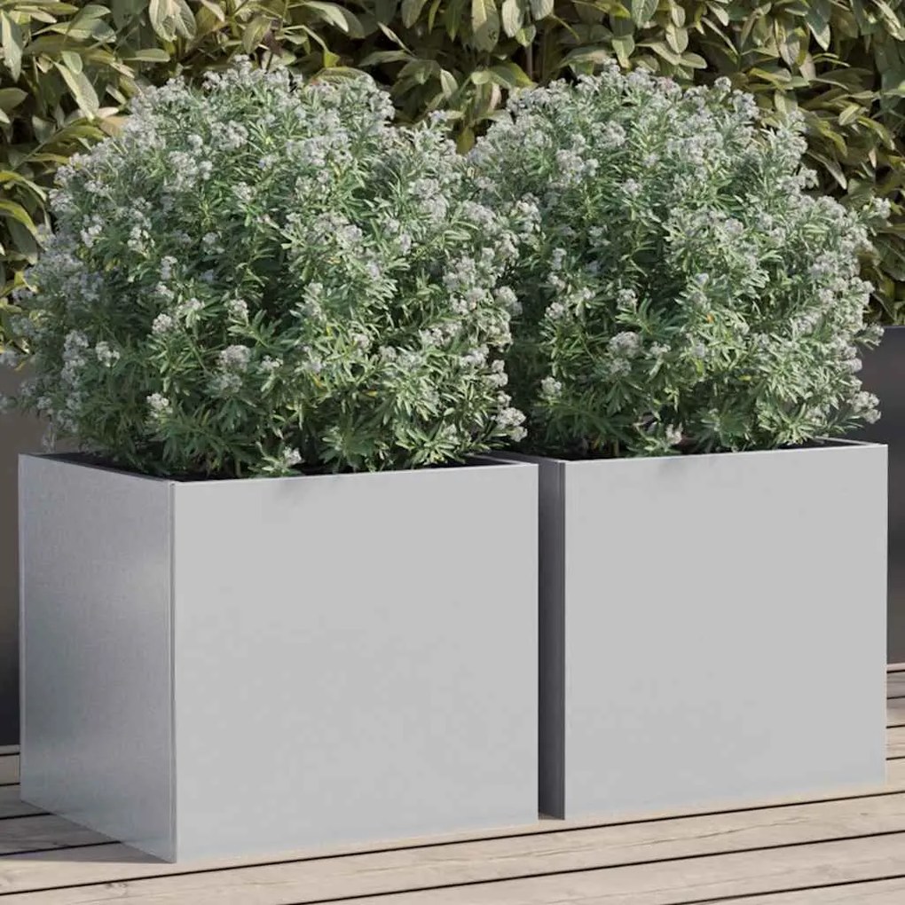 Vasos/floreiras 2 pcs 32x30x29 cm aço galvanizado prateado