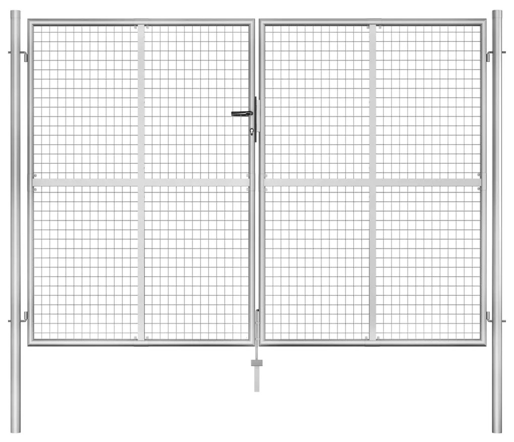 Portão de jardim em aço galvanizado 306x225 cm prateado