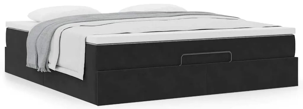 Estrutura de cama otomana com colchão 160x200 cm veludo preto