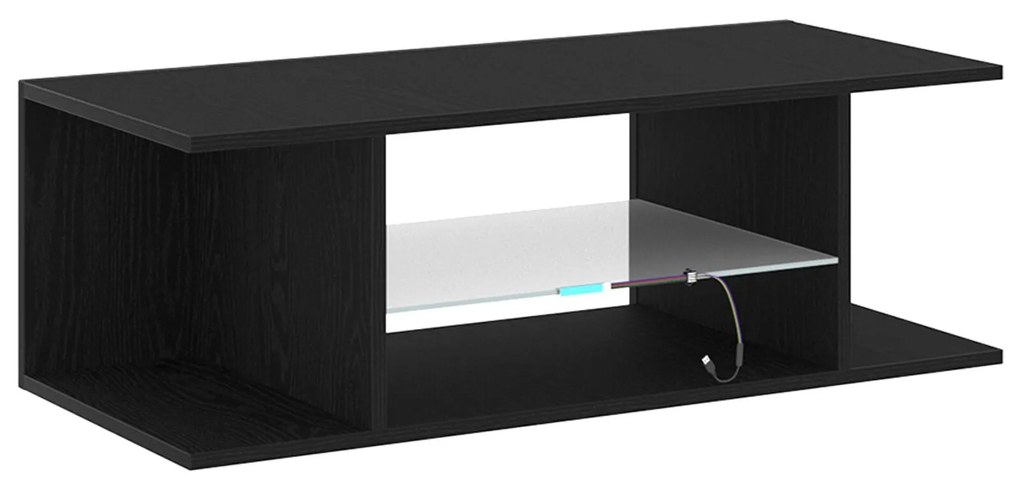 Armário de TV vidaXL com Luzes LED Carvalho Preto 90x39x30 cm Madeira