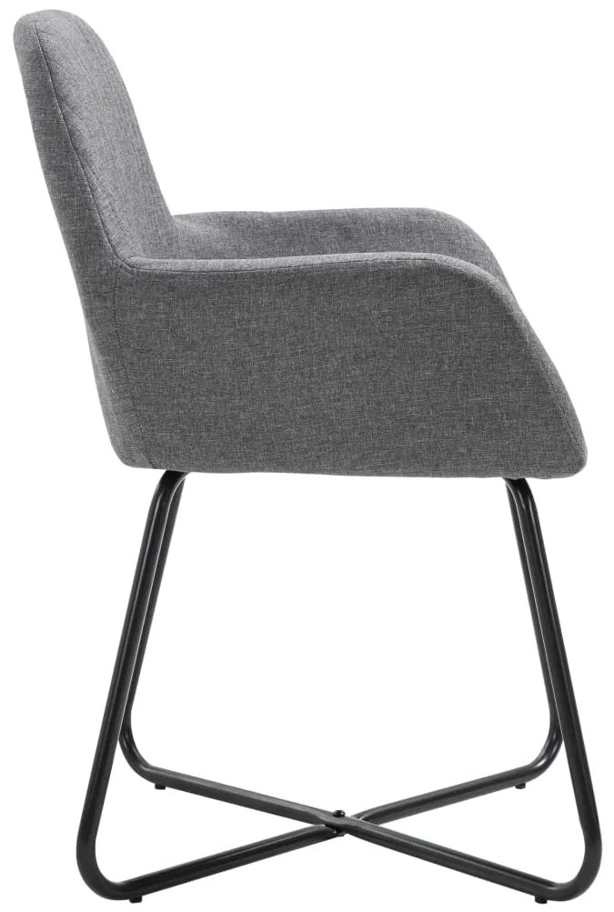 Cadeiras de jantar 6 pcs tecido cinzento-escuro