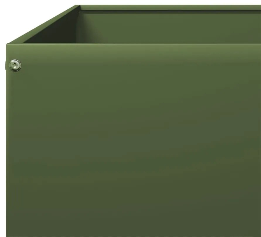 Canteiro elevado de jardim 100x100x26 cm aço verde azeitona