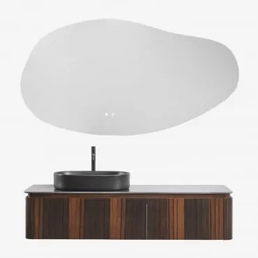 Conjunto De Móvel De Casa De Banho Suspenso Em Madeira Lavena Madeira Escura & Oval Aço Inoxidável ↔︎60 - Sklum