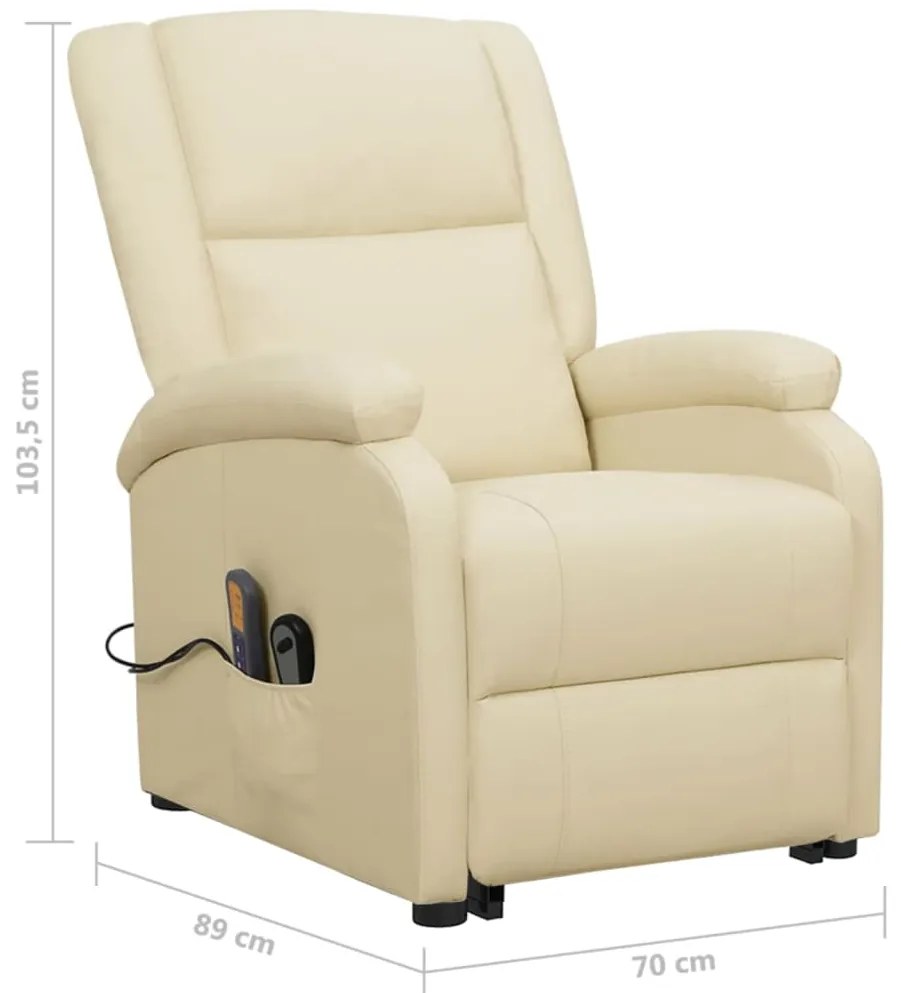 Poltrona de massagens elevatória couro artificial cor creme