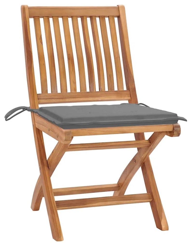 Cadeiras de jardim dobráveis c/ almofadões 8 pcs teca maciça