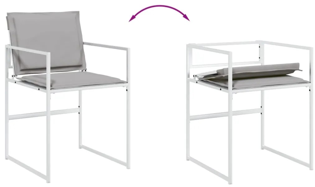 11 pcs conj. de jantar p/ jardim c/ almofadões textilene branco