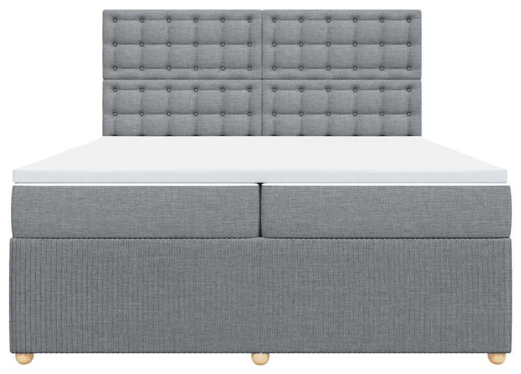 Cama com molas/colchão 200x200 cm tecido cinza-claro