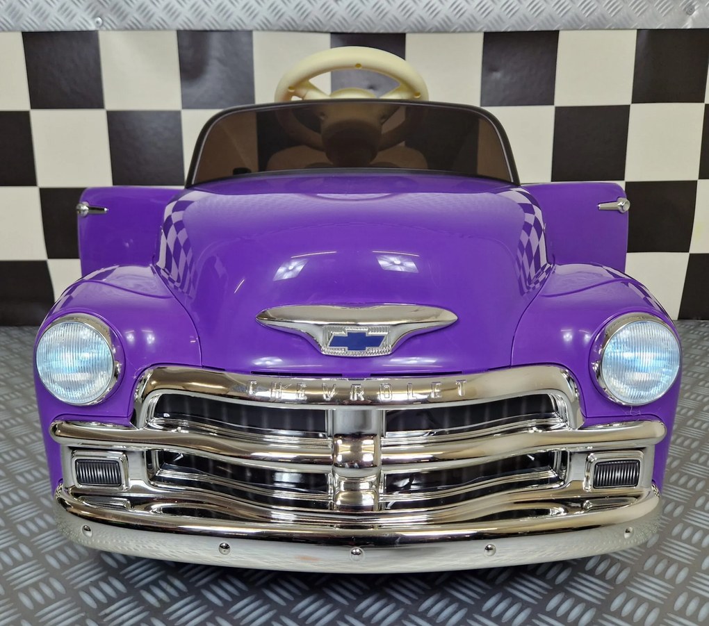 Carro elétrico para Crianças Chevrolet 3100 pick-up 12 V Pneus Borracha EVA e Assento de couro Roxo