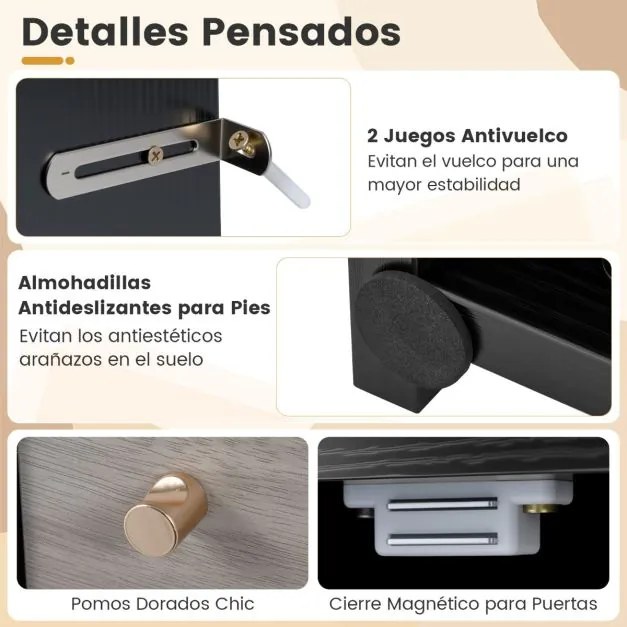 Móvel para TV com luzes LED 147 x 40 x 60 cm para televisores de 65" Centro de entretenimento com estante ajustável Preto