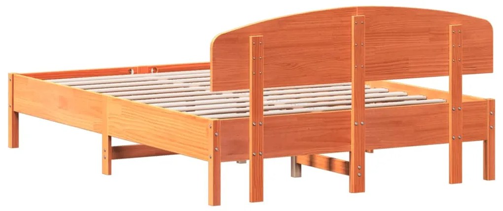 Cama sem colchão 140x200 cm madeira pinho maciça castanho-mel