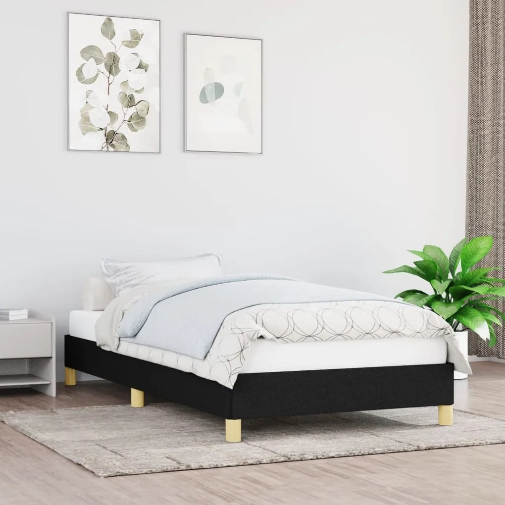 Estrutura de cama sem colchão 90x190 cm tecido preto