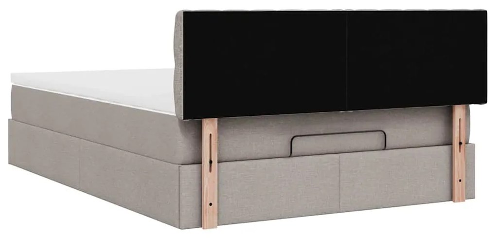 Cama otomana com colchão 140x200 cm tecido cinza