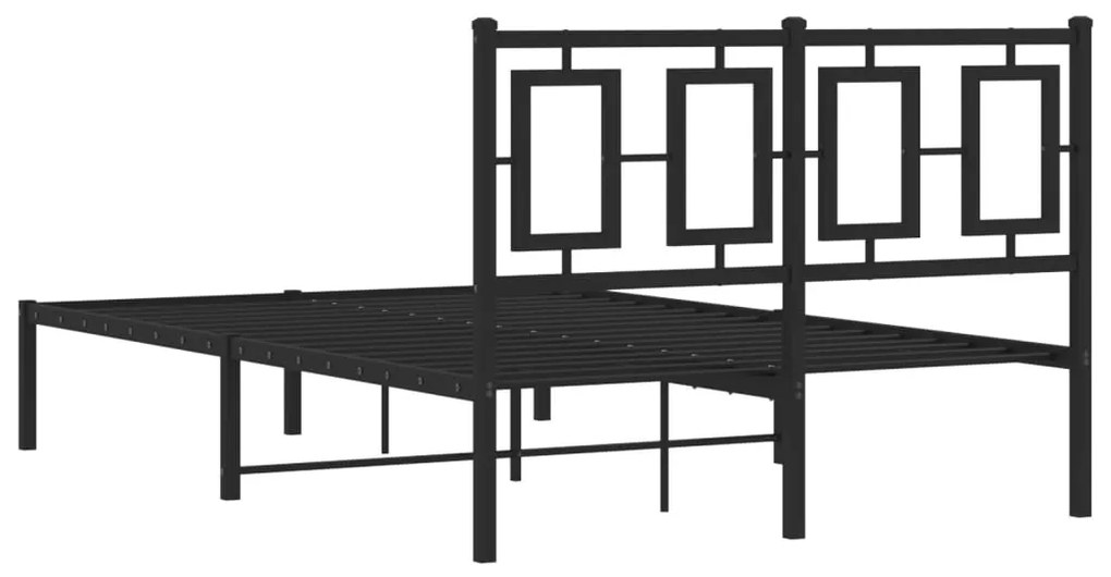 Estrutura de cama com cabeceira 120x190 cm metal preto