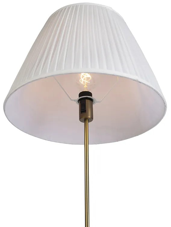 Candeeiro de pé bronze com abajur plissado creme 45 cm ajustável - Parte Country / Rústico