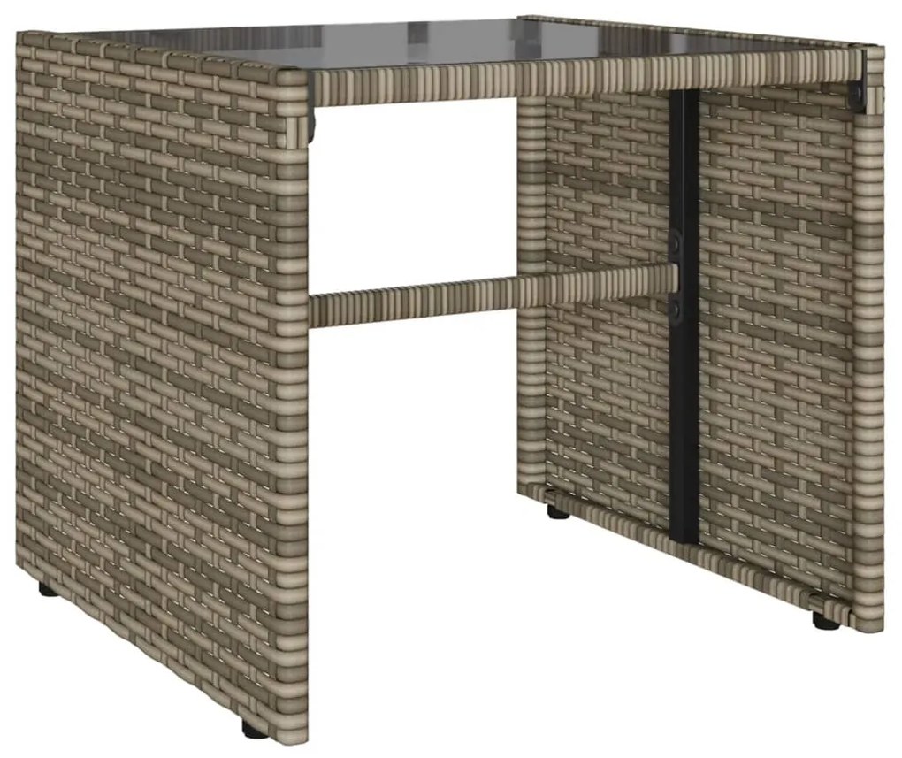 4 pcs conjunto sofás de jardim c/ almofadões vime PE cinzento