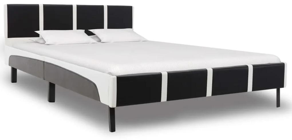 280288 vidaXL Estrutura de cama 120x200 cm couro artificial preto e branco
