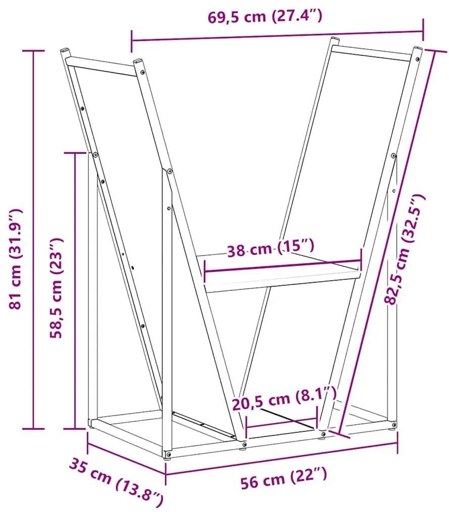 Suporte para lenha 69,5x35x81 cm aço laminado a frio branco