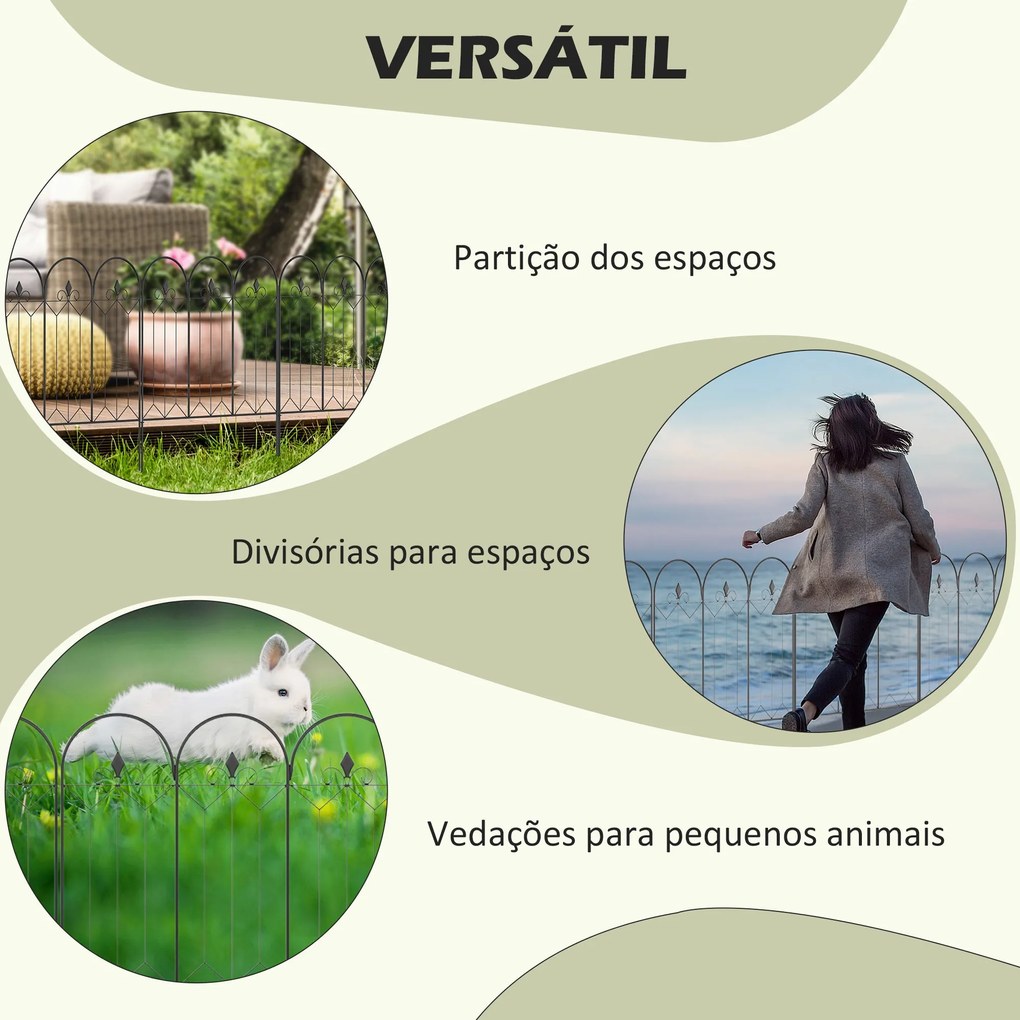Cercas de Jardim 305x79,5 cm Conjunto de 5 Cercas Decorativas para Jar