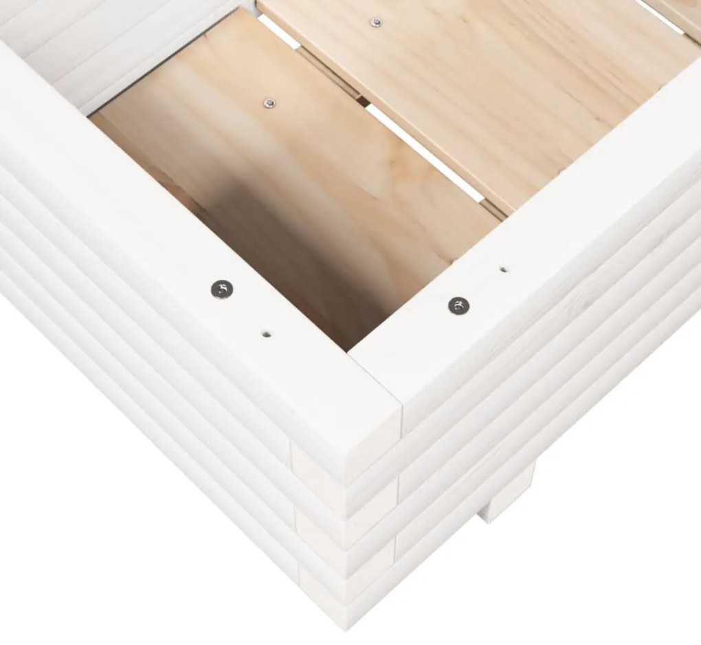 Vaso/floreira de jardim 70x40x26,5 cm pinho maciço branco
