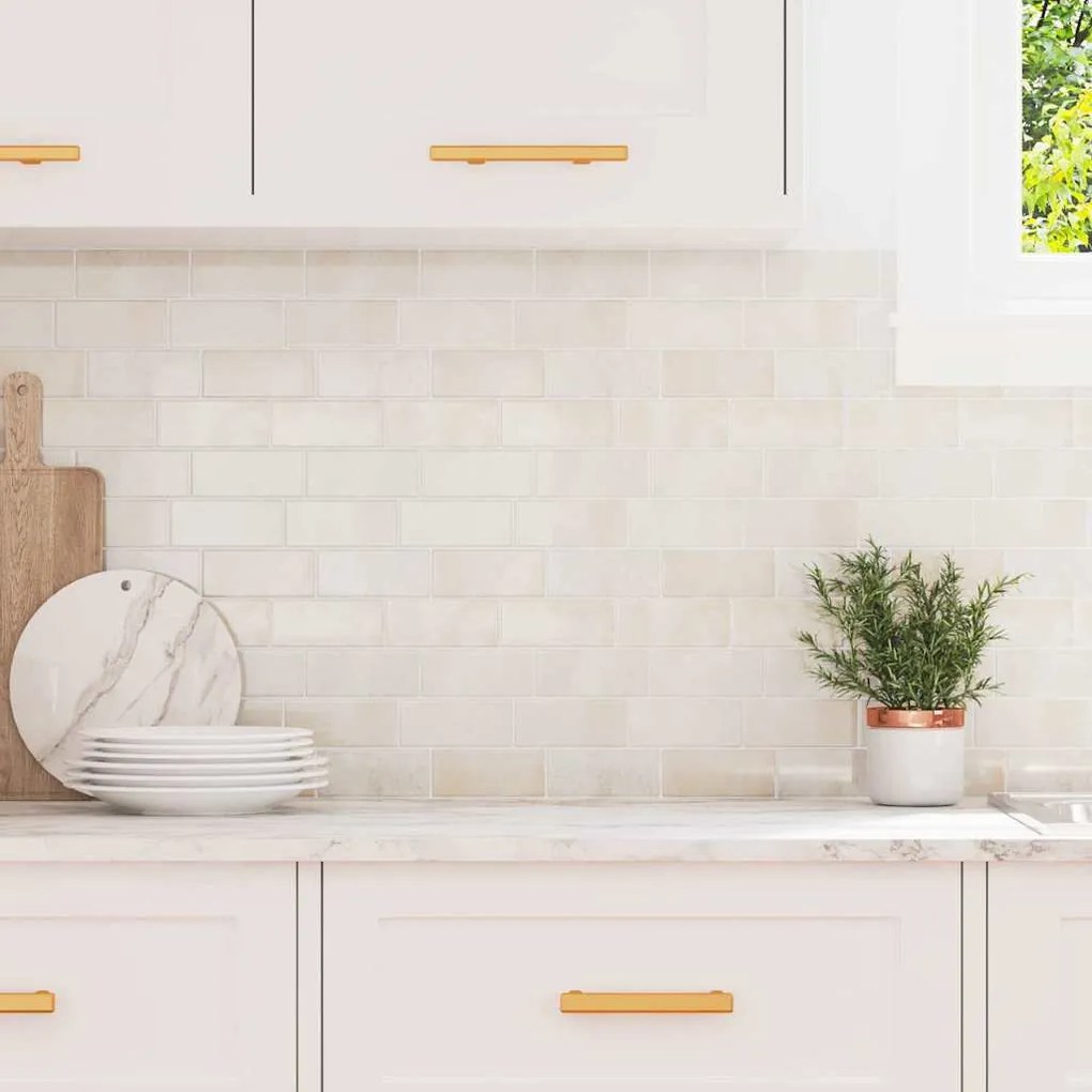 vidaXL Azulejo Subterrâneo 10 pcs Mármore Bege 29.4 x 21.4 cm