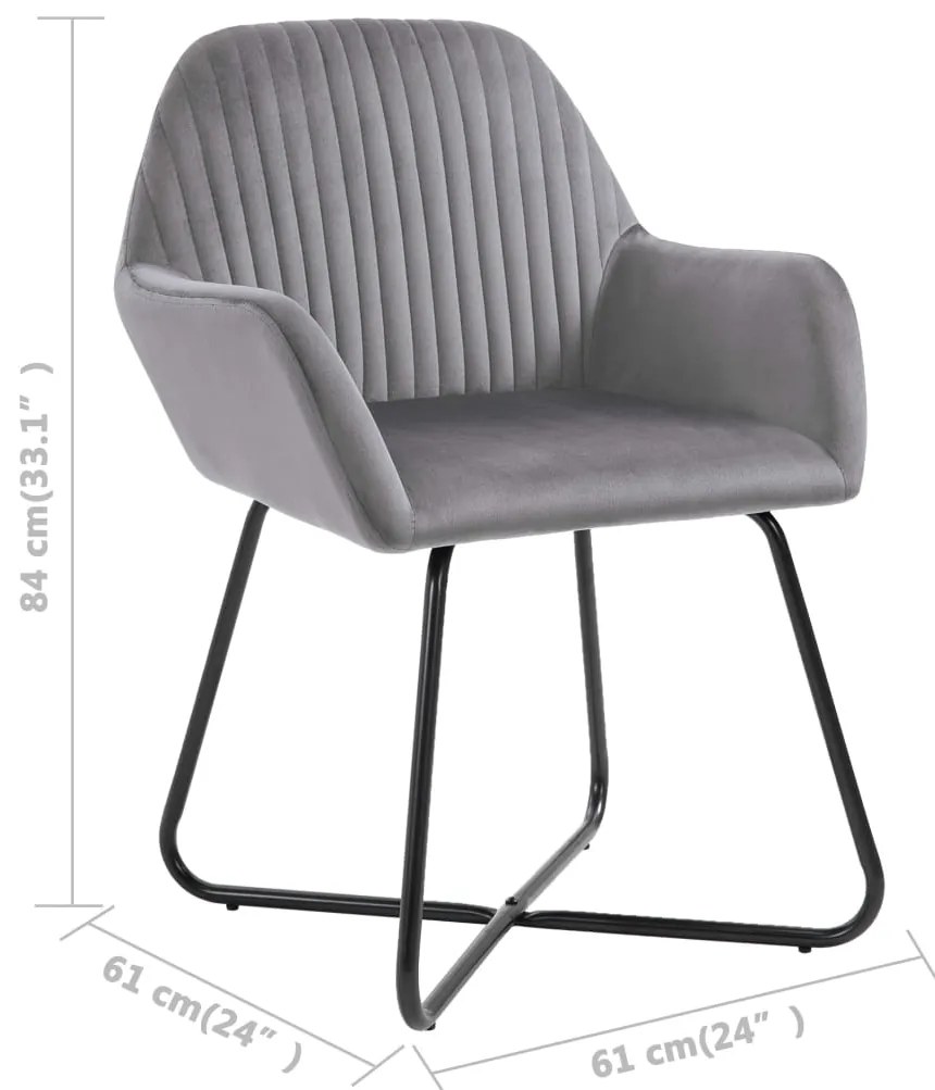 Cadeiras de jantar 2 pcs veludo cinzento