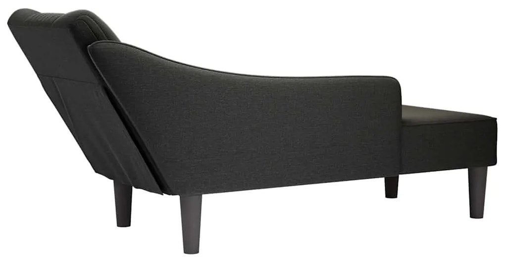 Chaise lounge com apoio de braço direito em tecido preto