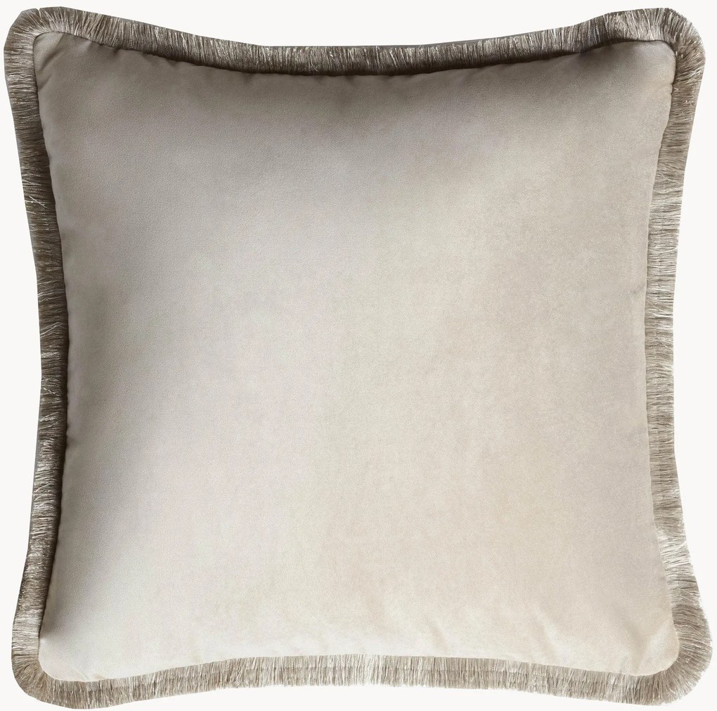 Almofada de veludo artesanal com franjas Major