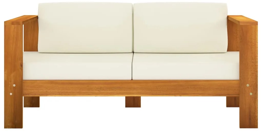 8 pcs conj. lounge de jardim c/ almofadões branco nata acácia