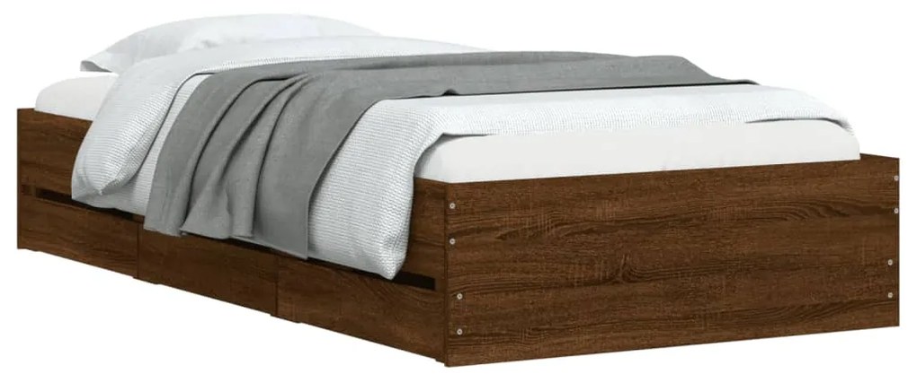 Estrutura cama c/ gavetas derivados madeira carvalho castanho