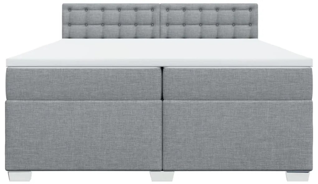 Cama com molas/colchão 200x200 cm tecido cinza-claro
