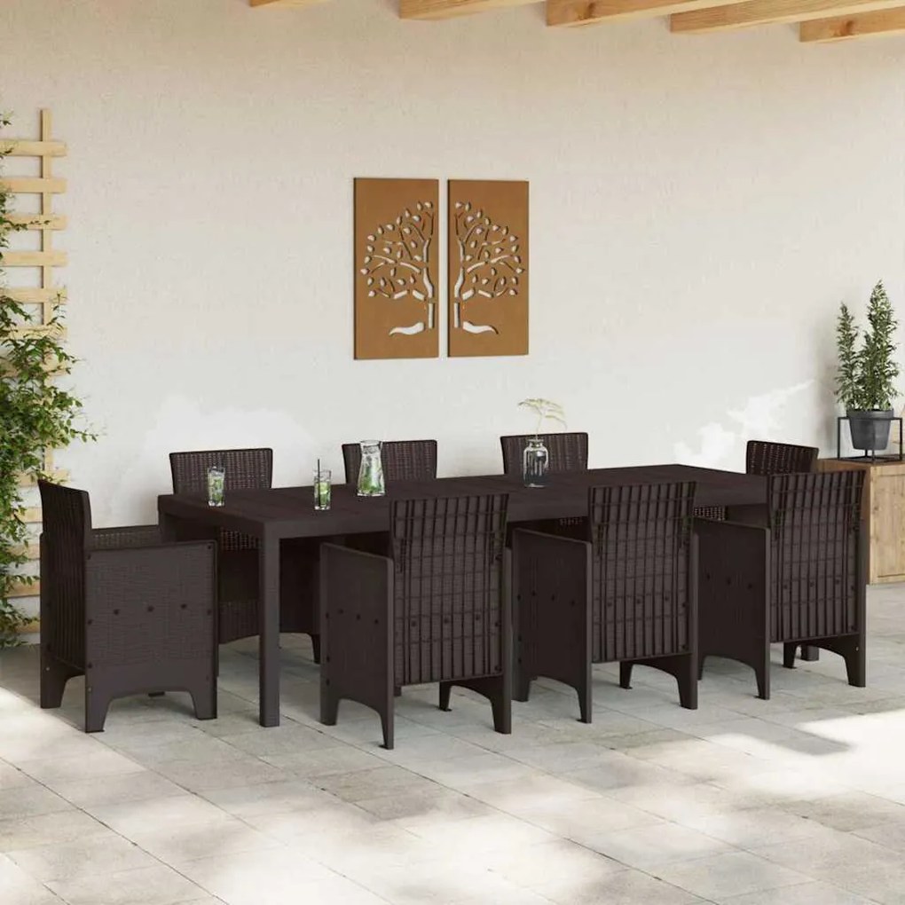 Mesa de Jardim vidaXL Castanho 250x100x73 cm Em Rattan Sintético